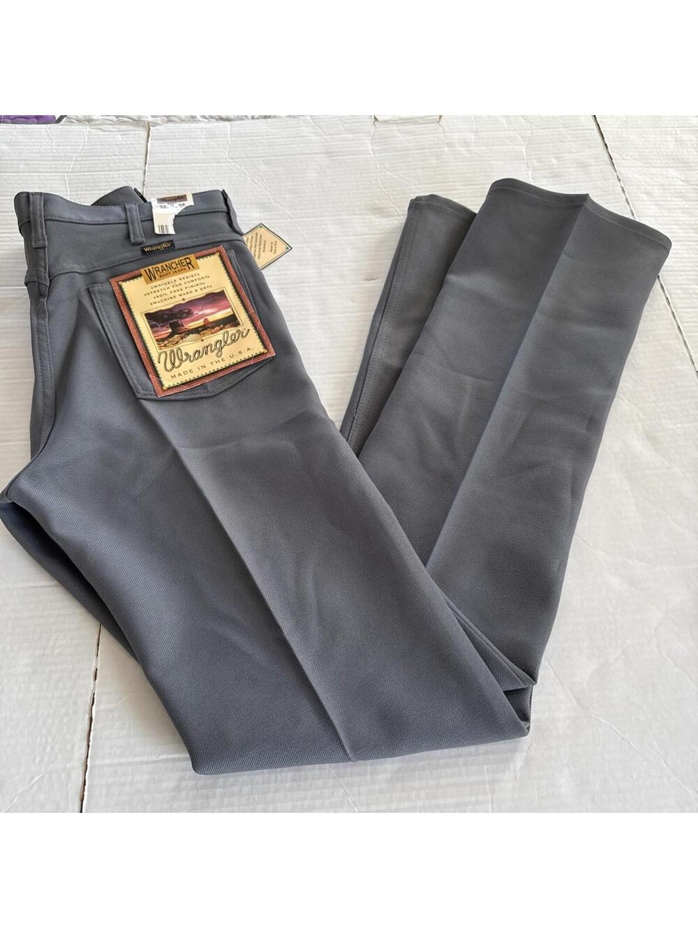 Vintage Wrangler Wrancher Pants Mens 32x36 Gray Bootcut Dress Pants USA NEW